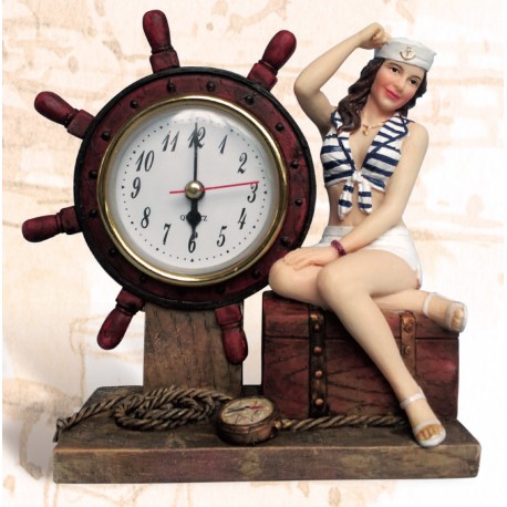 6" Lady Sailor with life-ring clock