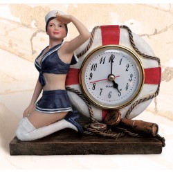 6" Lady Sailor with Ship wheel clock